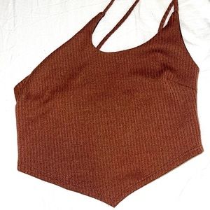 Brown Cross Shoulder Tank Top size SMALL